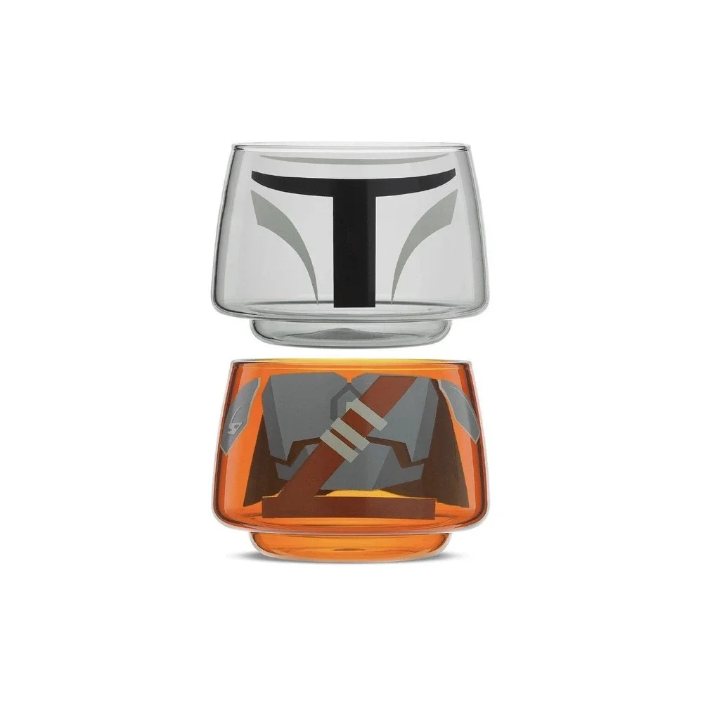 JoyJolt Star Wars Mandalorian Stackable Glass Set of 2 Tumblers 8 oz New In Box